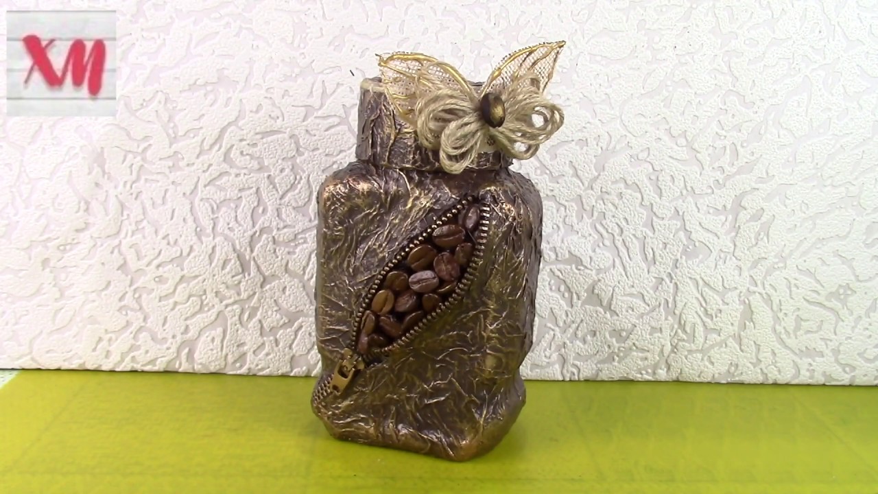 Декорируем баночку для кофе/ Decorate a jar of coffee. ХоббиМаркет
