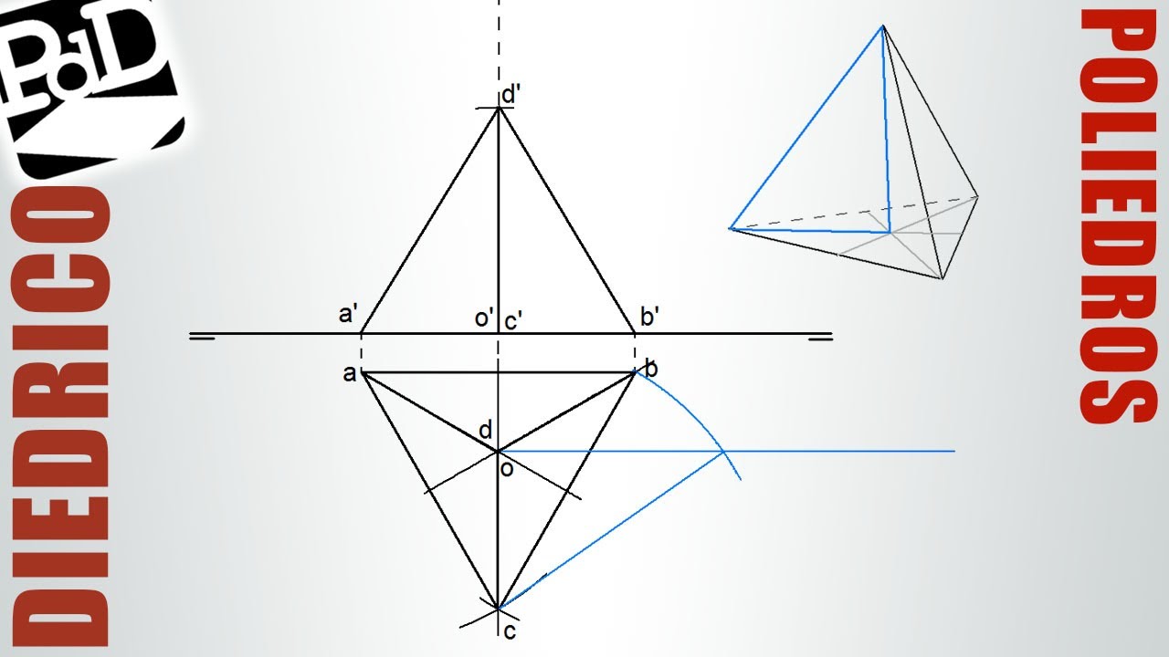 Tetraedro apoyado en PH y una arista paralela al PV (Poliedros / Sistema Diédrico).