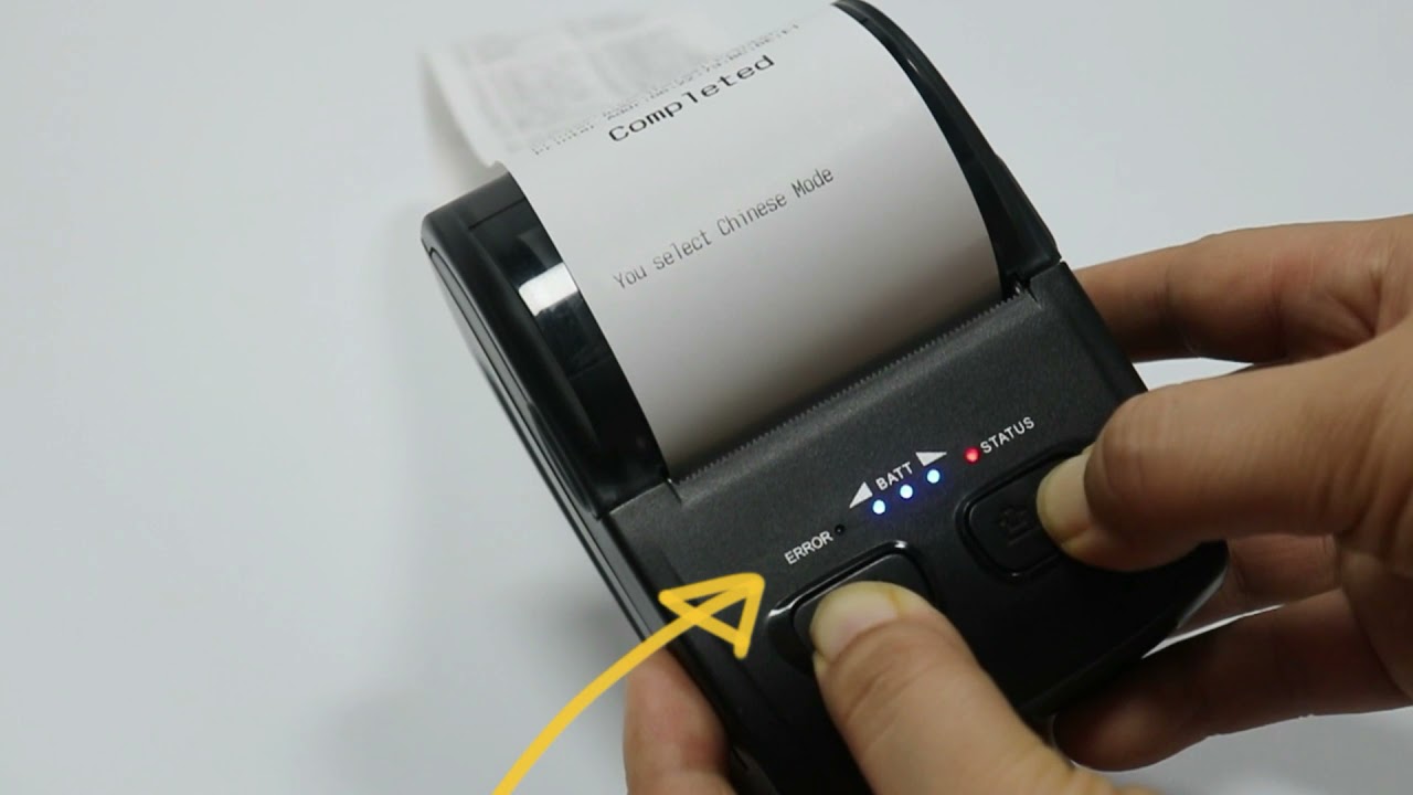 Hoin 58mm portable thermal printer 4 functions: selftest page, language change,density, hex mode