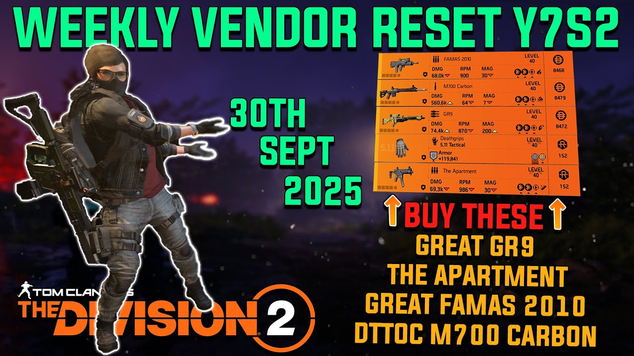 The Division 2 | GREAT WEEKLY VENDOR RESET Y7S2.1 | September 30th 2025