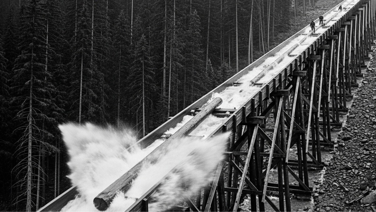 Cómo Construyeron Canales de 8 KM para Lanzar Troncos a 100 km/h