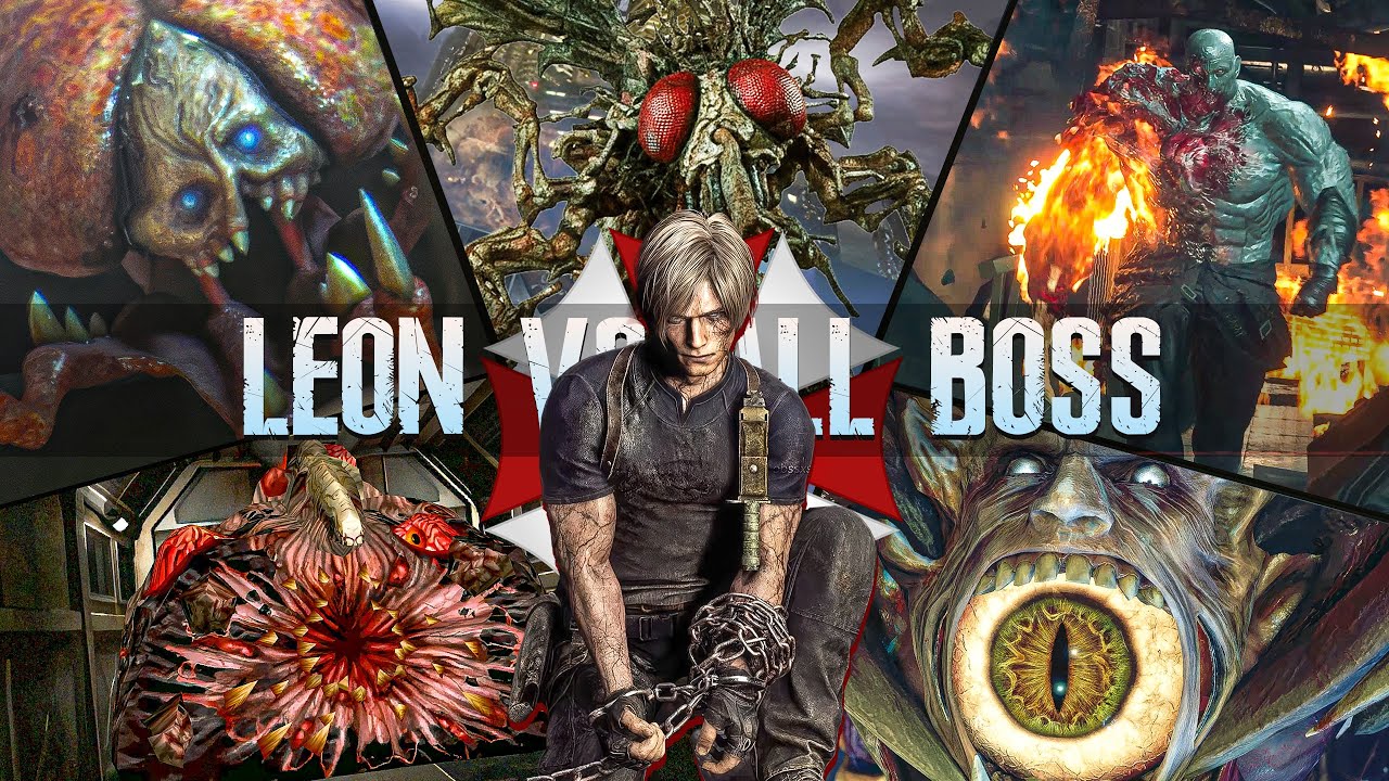 LEON S. KENNEDY vs ALL BOSSES & their DEATH SCENE (4K)