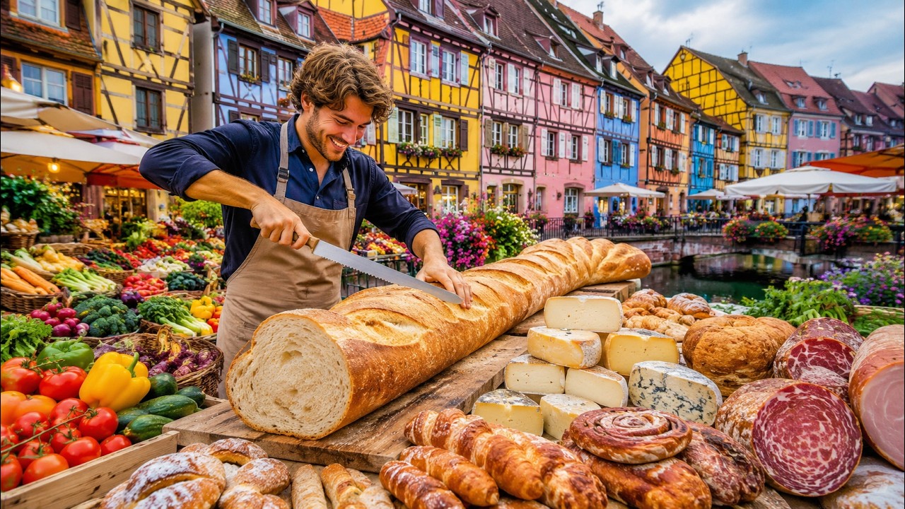 FAIRYTALE Bio Market in a PARADISE French Town 🇫🇷 Colmar Walking Tour in France 4K