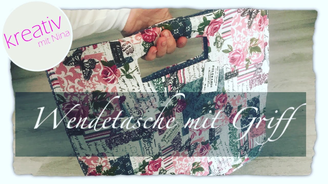 Wendetasche nähen - Vintage - nähen für Anfänger ohne Schnittmuster Tasche nähen mit Griff einfach