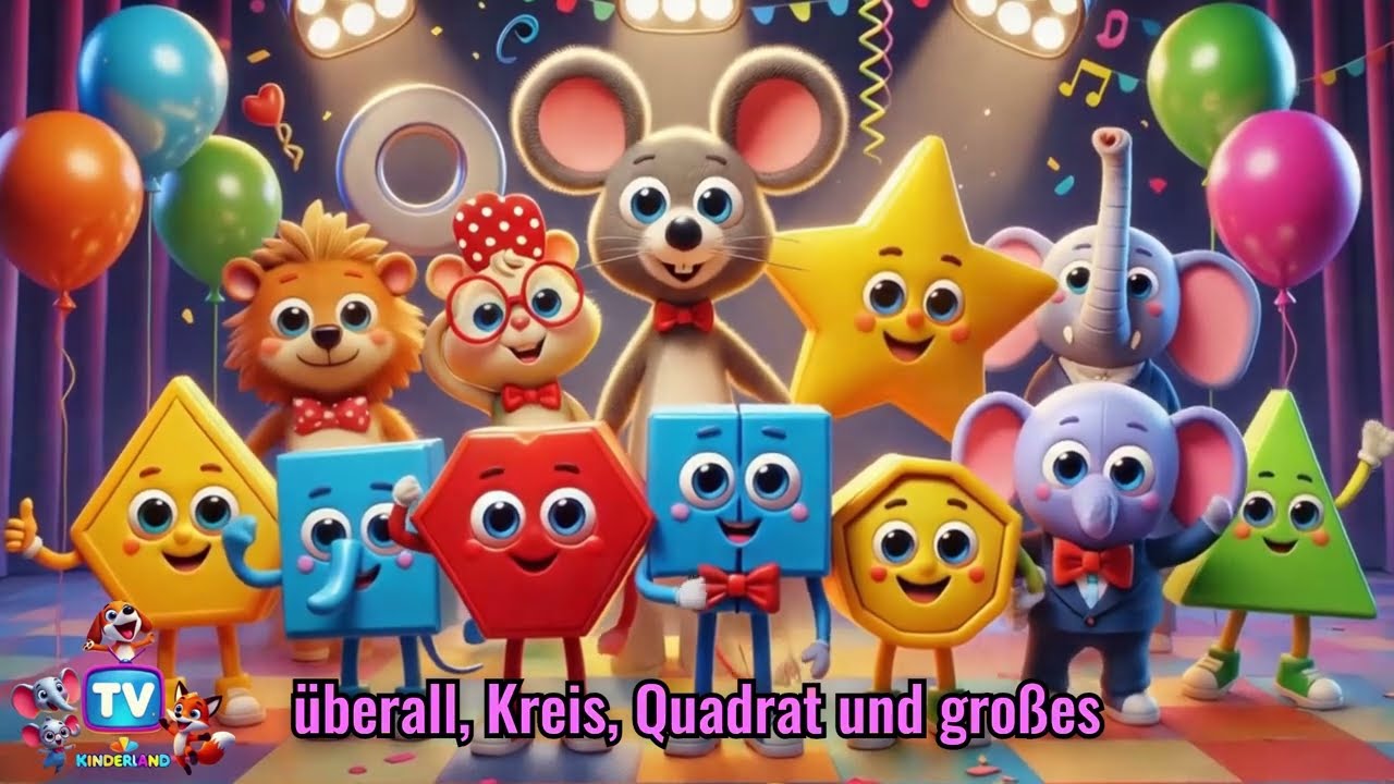 🌈Die fröhliche Formen lernen kinderleicht –Geometrie  Ein buntes Lernlied für Kinder | Kinderland TV