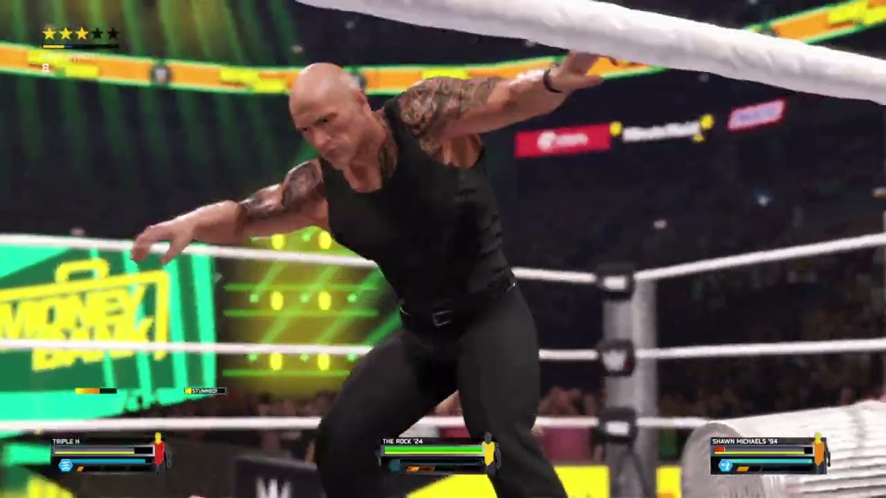 2K25 rock vs triple h vs shawn Michaels