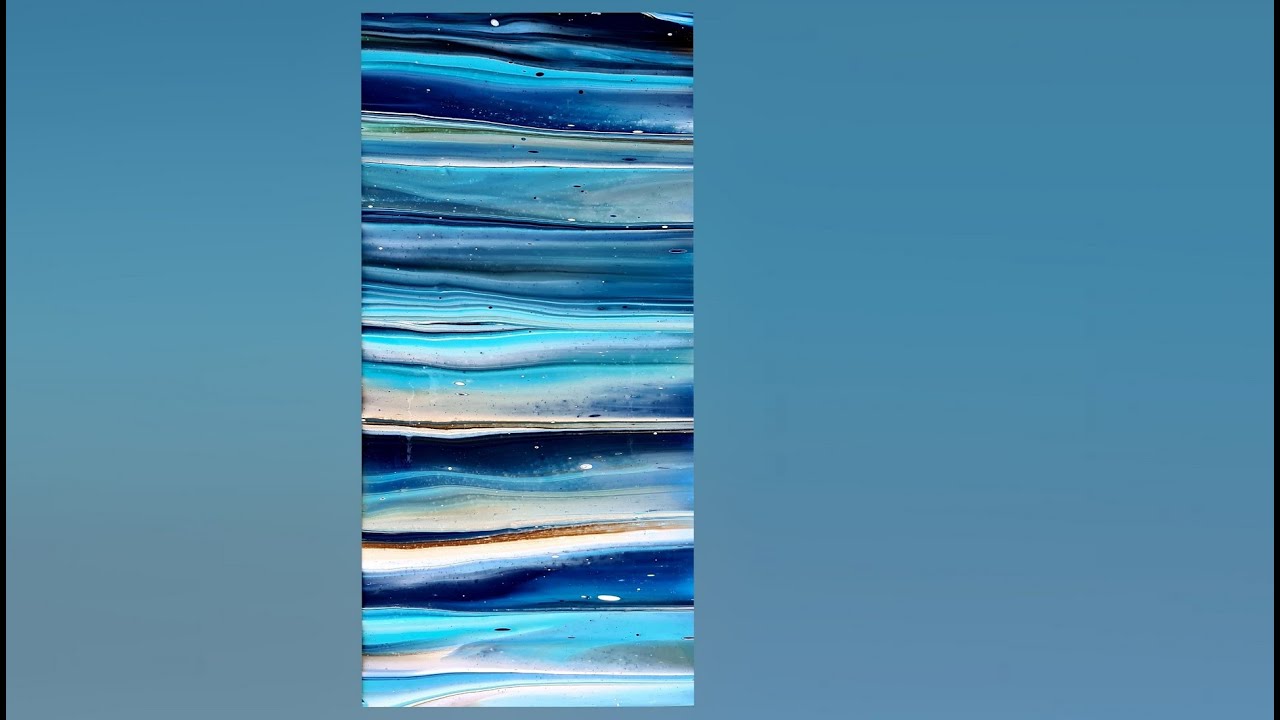 #1205 Gorgeous Flip And Drag Acrylic Pour In Blended Shades Of Blue And Brown