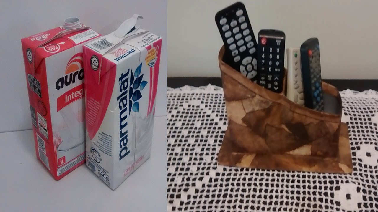 Porta controle feito com caixa de leite e filtro de café!