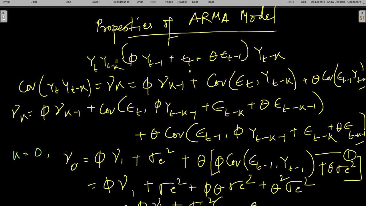 Variance Covariance and ACF for ARMA Model