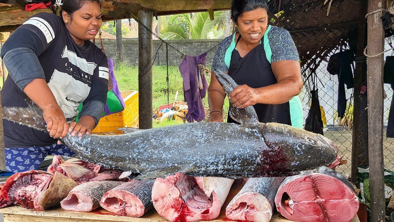 🔥 Strong Women’s Power | Incredible Fish Cutting Skills at the Street Fish Market! 🔪🐟