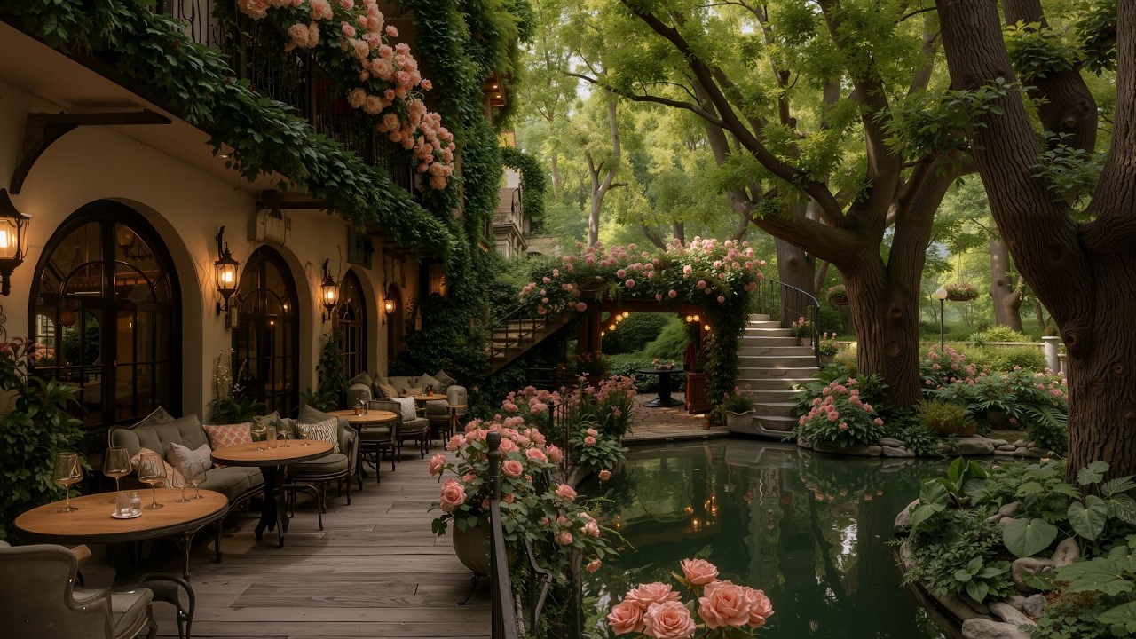 Peaceful Spring Jazz in Café by the Lake | Soft Jazz Melodies in the Forest for Focus & Relaxation