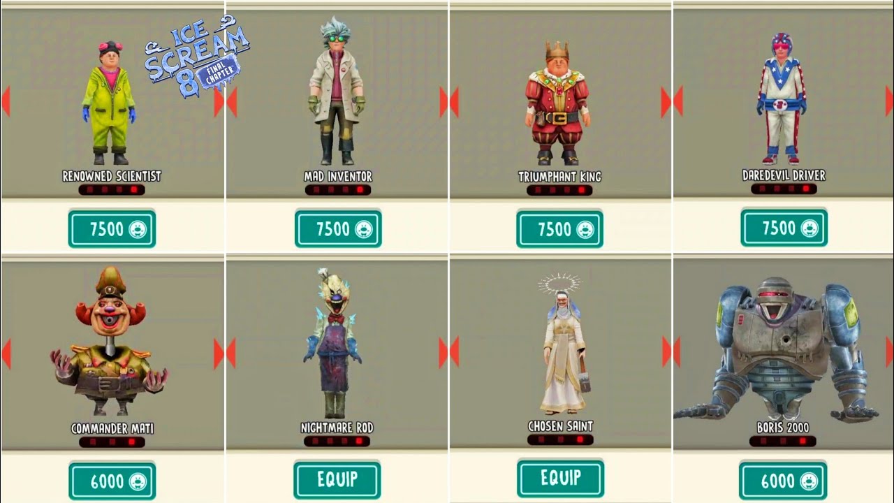 Ice Scream 8 Buying All Characters Max Skins