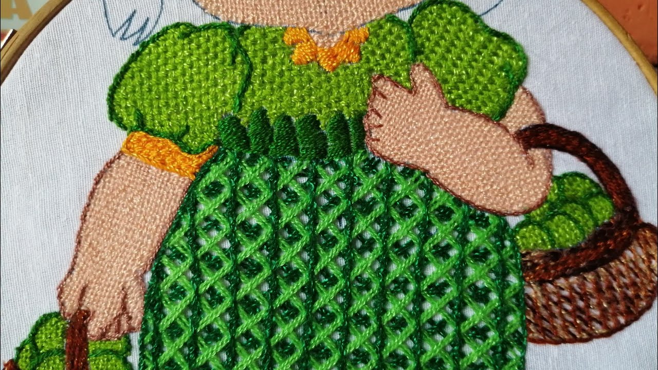 Bordado fantasía para vestido niña tuna #1 🍈🍏🍐