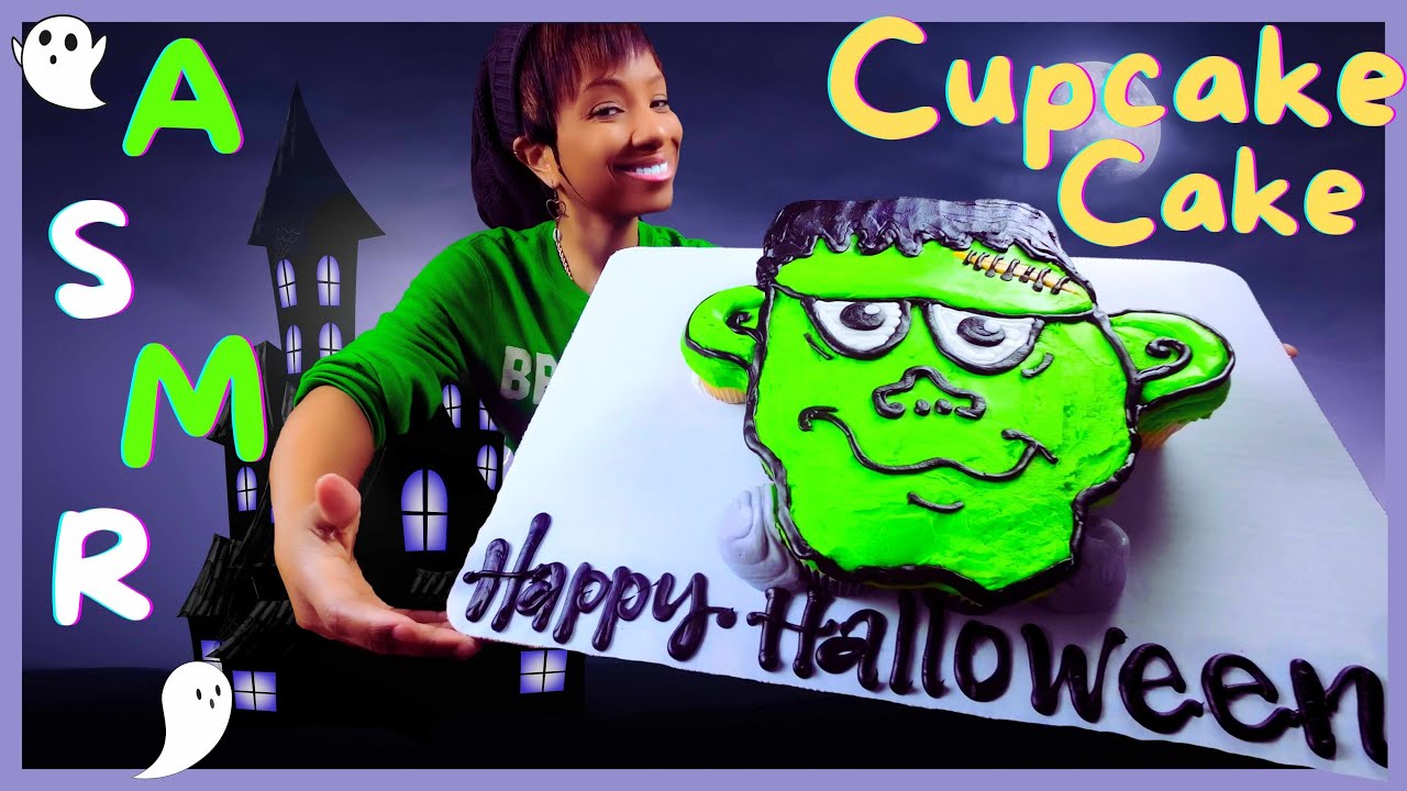 ASMR | MUKBANG CUPCAKE CAKE | CHOCOLATE AND VANILLA CAKE