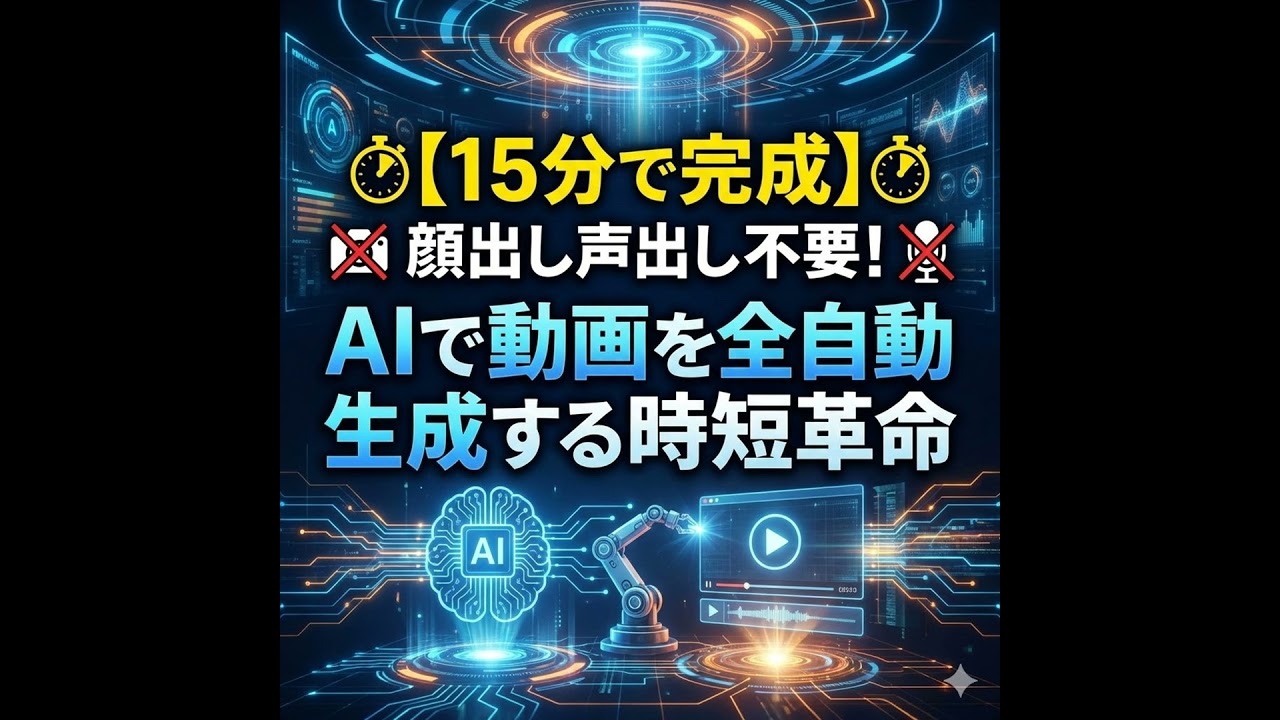 【15分で完成】顔出し声出し不要！AIで動画を全自動生成する時短革命