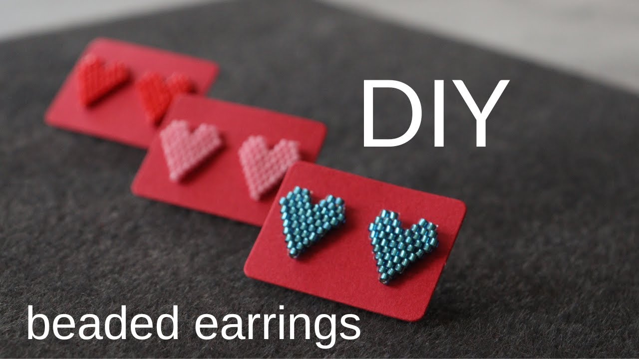 DIY Beaded Earrings Hearts 💙 / Kolczyki z koralików 💙 #jewelryhandmade #miyukidelica #biznes