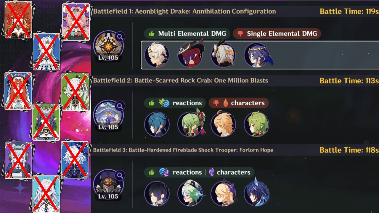 6.0 Stygian Onslaught - Fearless Mode 10 Four Star Units - Genshin Impact