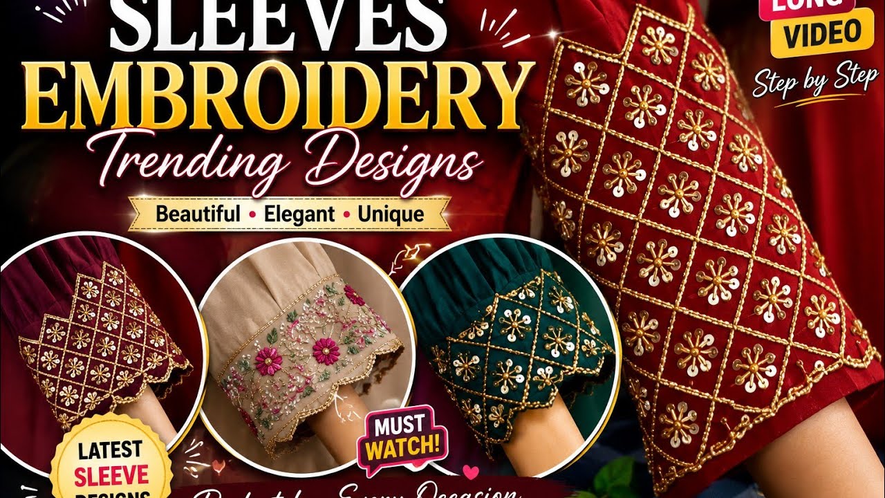 Sleeves embroidery designs ✨️ beads work 💫hand embroidery ✨️ viral zardosi work sleeves designs 