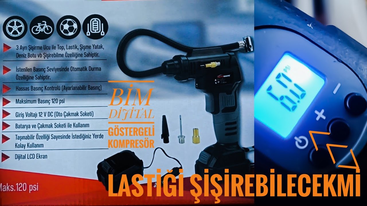Bim'de Satılan Dijital G&ouml;stergeli şarjlı Kompres&ouml;r