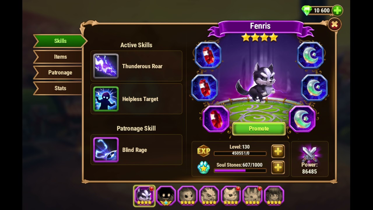 Hero Wars [FB] - Promote Fenris Pet to Violet 1+ Rank