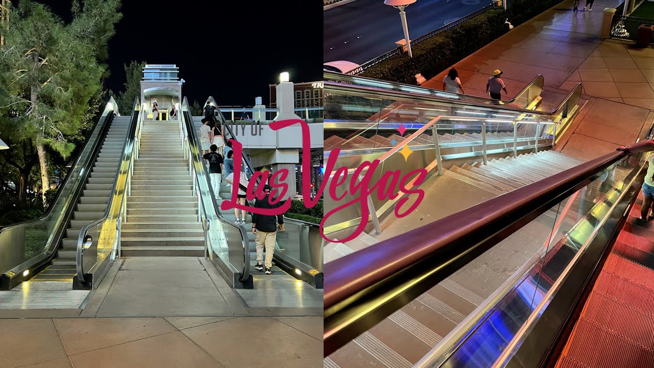 Interesting KONE Double-File Pedestrian Bridge Escalators (Near Wynn) Las Vegas, NV