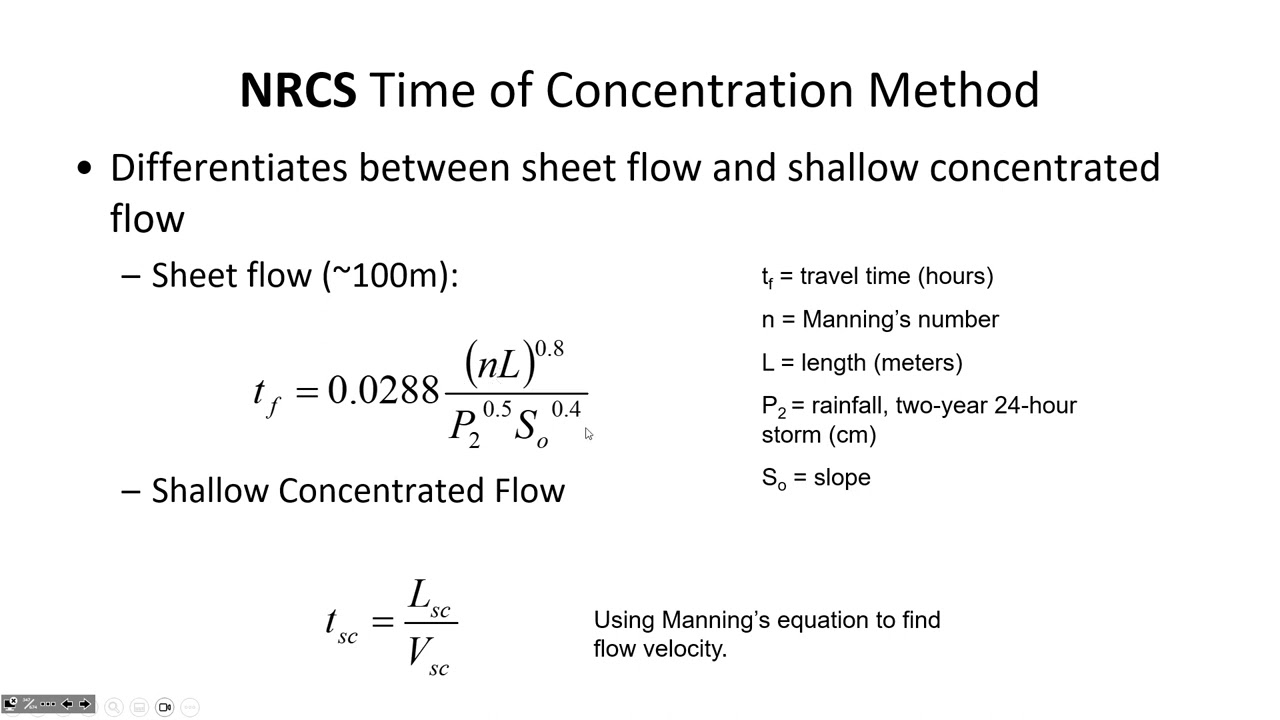 Time of Concentration (Kinematic Wave, Kerby, et) & Rational Method - CE 433, Class 20 (23 Feb 2024)