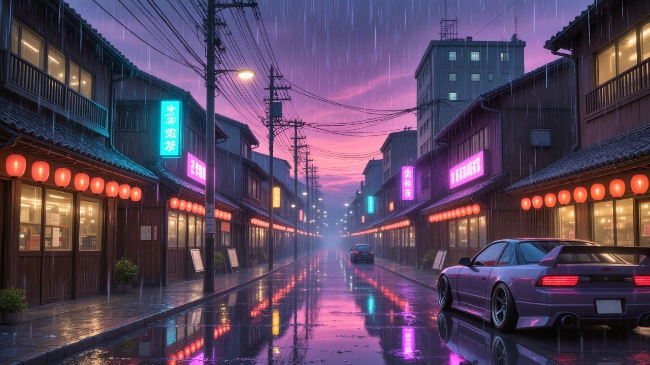 Rainy Japanese Nights 🌇 80s 90s Nostalgic Lofi Hip Hop Beats to Study & Chill