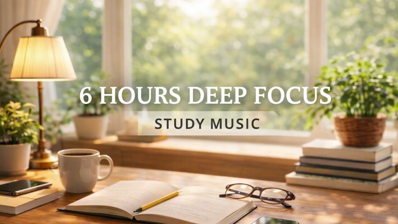 Deep Focus Study Music | 6 Hours Calm Piano for Concentration & Sleep