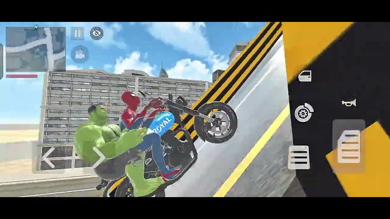 Spider-Man & Hulk Sky Ramp Bike Stunts! Police Fight Chaos 🚔🔥 