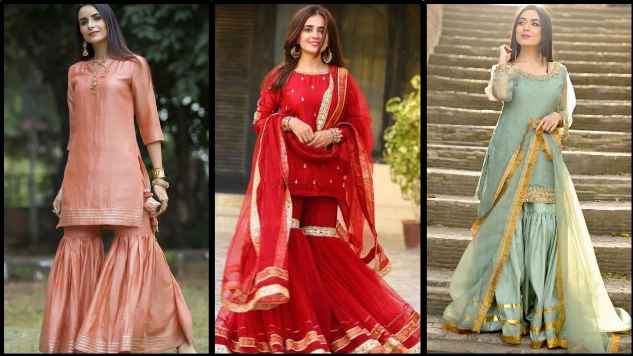 girls party wear gharara sharara designs#Bridal mehndi dresses#gharara designs #new#beautiful