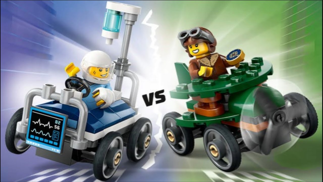 LEGO Airplane vs  Hospital Bed soapbox race car set #lego