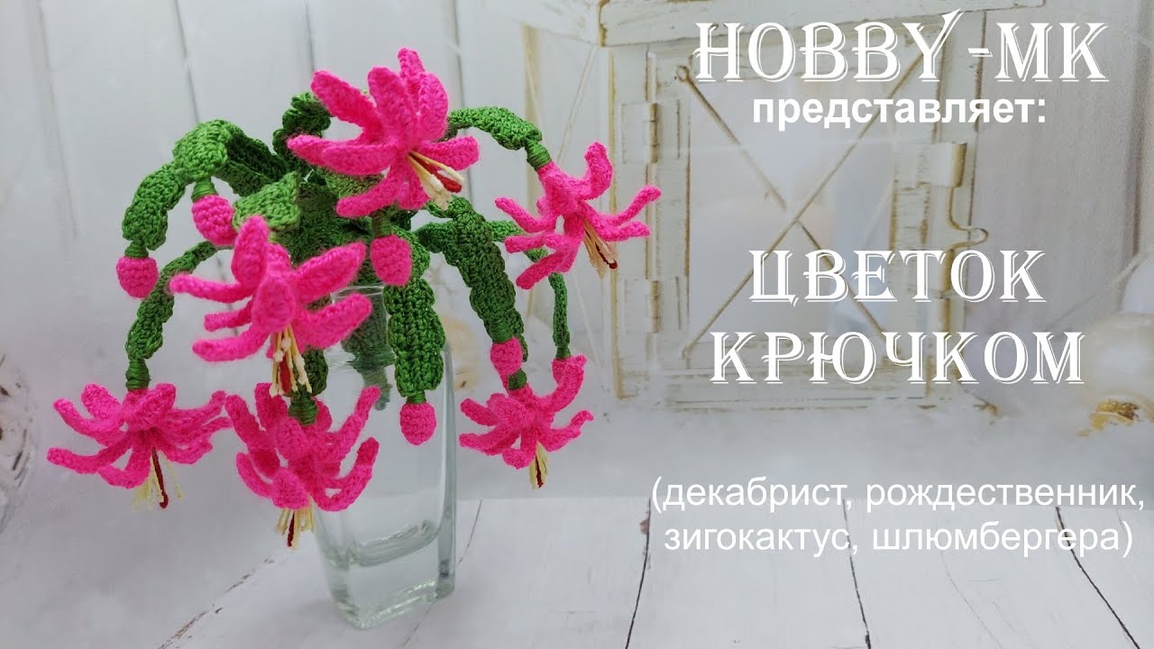Букет крючком Рождественник (зигокактус, декабрист - авторский МК Светланы Кононенко)
