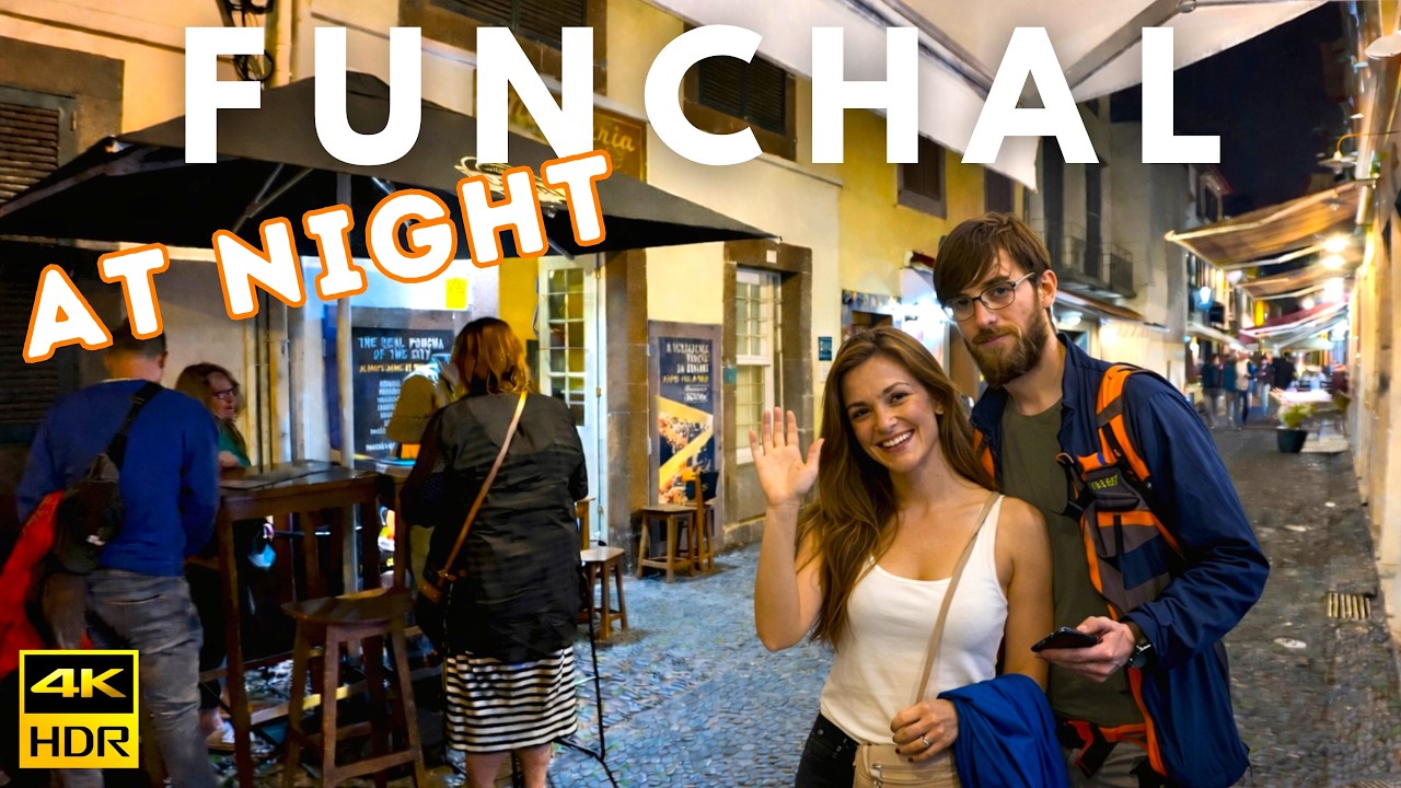 Funchal Night Walk 🌙 | Madeira Nightlife from Old Town to the Harbour – 4K HDR