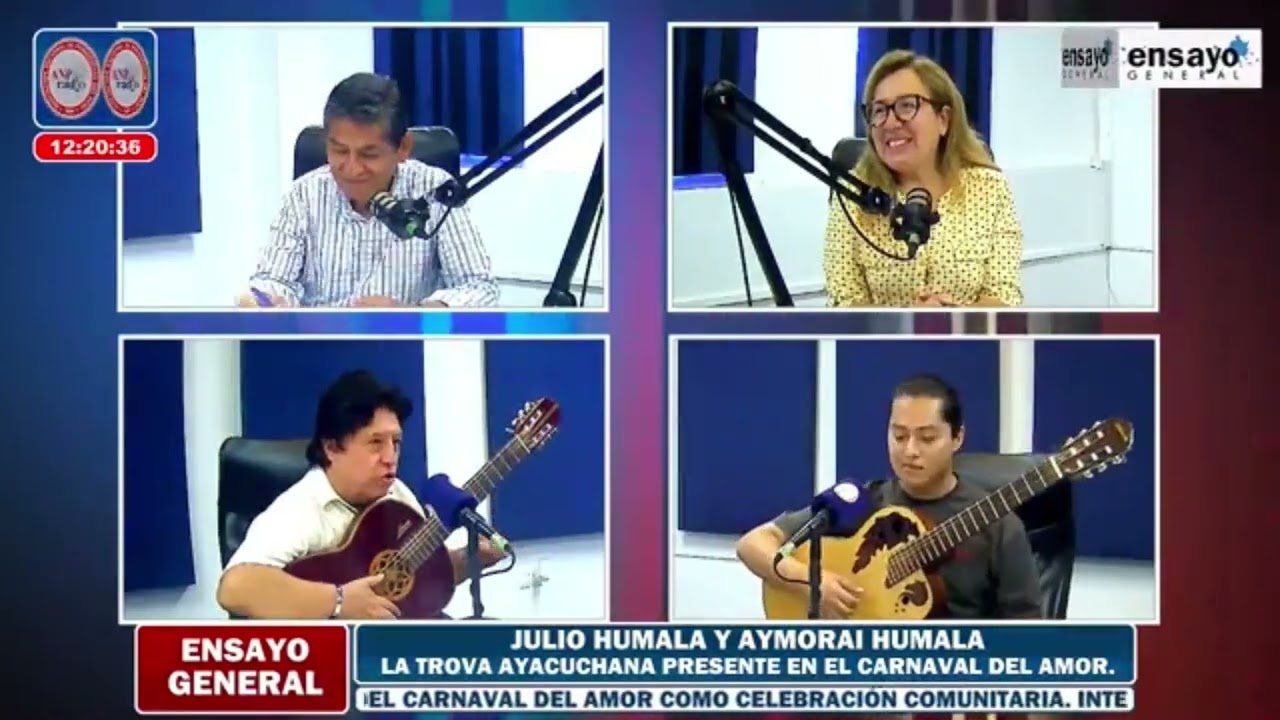 Julio Humala y Aymorai Humala en el set de Ensayo General