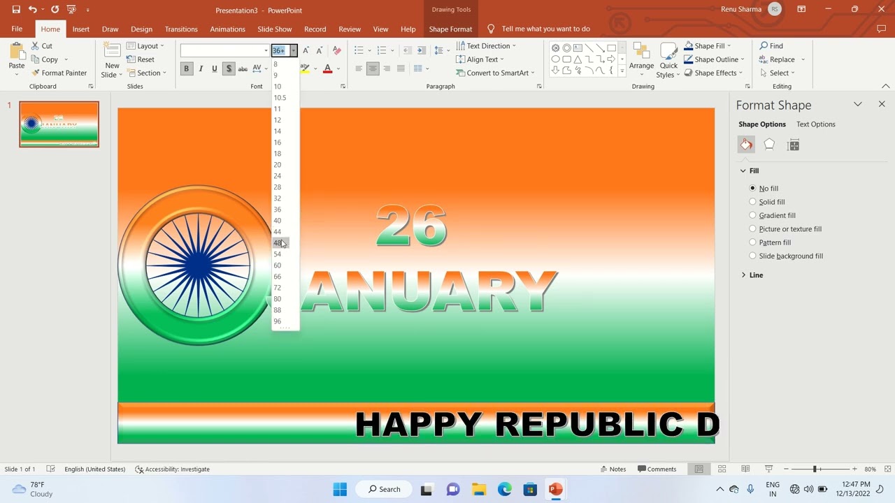 How to make tri color indian wheel in powerpoint