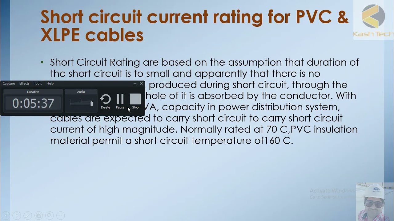 5 Ccc SCL, Current Carrying Capacity , Short circuit level, Cable Sizing and Voltage Drop