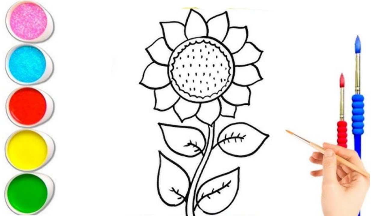 How to draw Sunflower For kids || Sunflower Drawing and Coloring easy