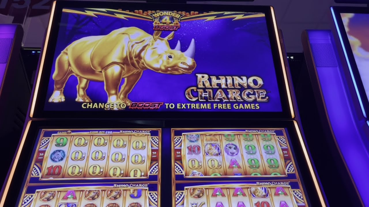 WOW  Biggest Jackpot Hand Pay on Wonder 4 Boost Rhino Charge Slot Machine 438 Free Spin Games Won