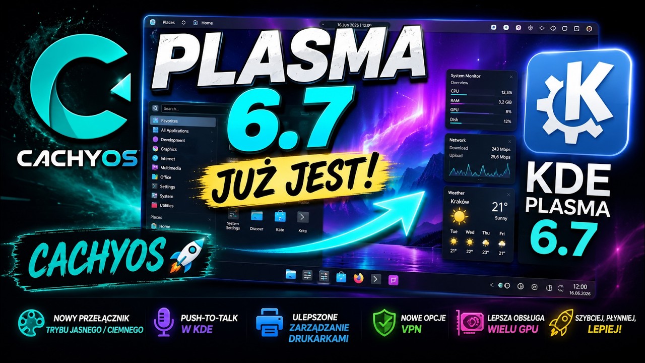 PREMIERA KDE PLASMA 6.7 - co nowego? Kiedy update w CACHYOS Linux? Raczej nie ma wielu zmian.