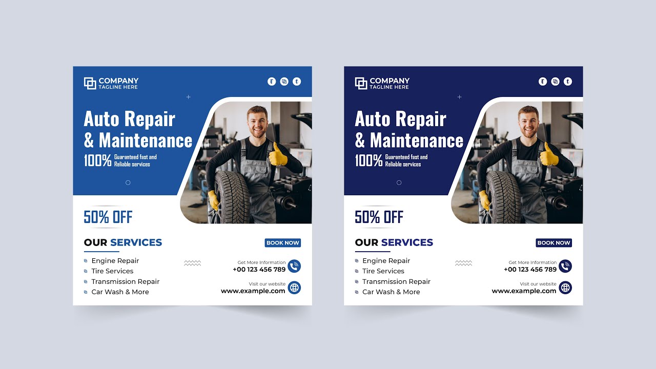 Car Repair Social Media Post Free Download | Vehicle Repair Social Media Post Vector