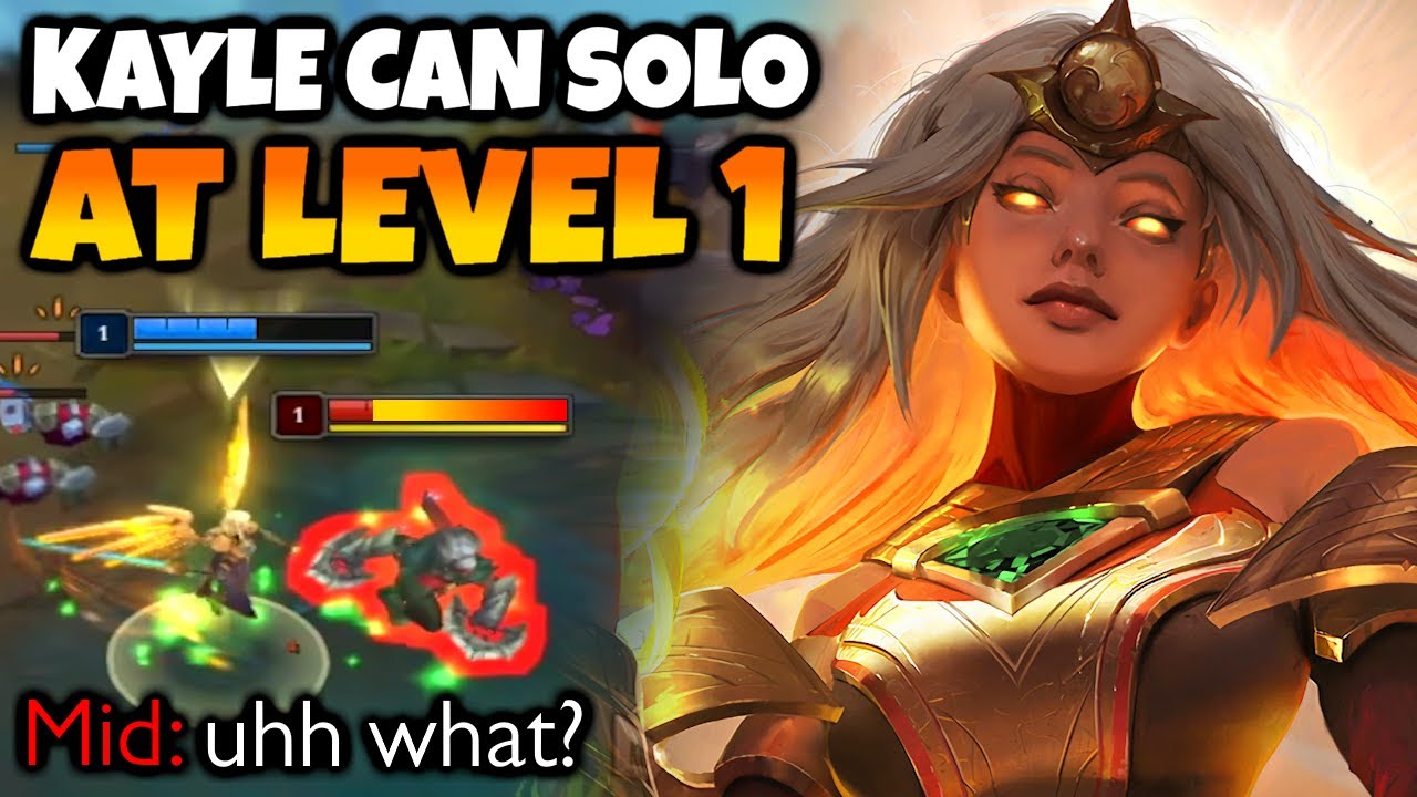 Kayle Mid is CRAZY STRONG right now. You can solo kill even at level 1.