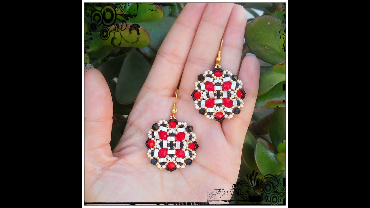 Tutorial MAIOLICA modulo Orecchini Ciondolo con Half Tila bicono rocailles DIY