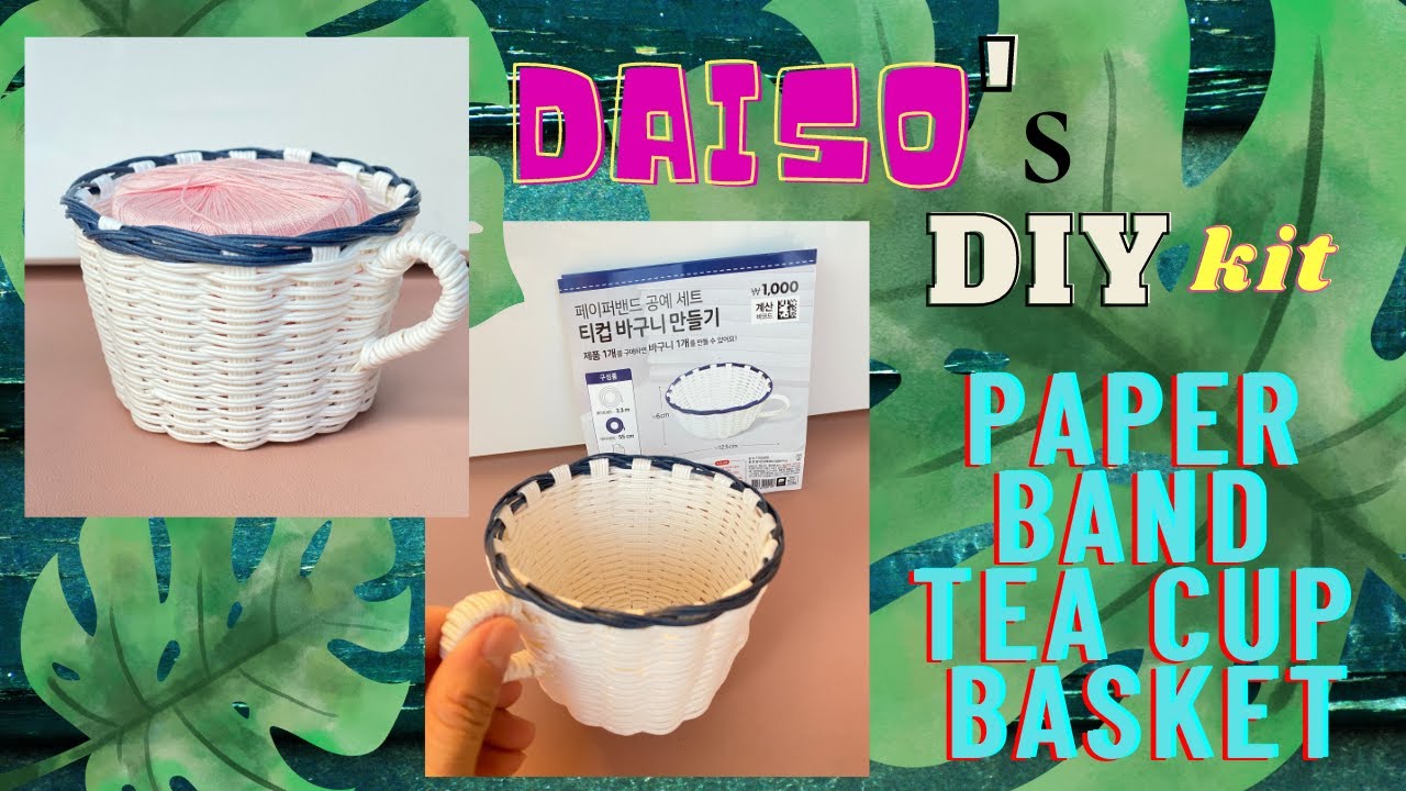Newest Daiso's DIY kit - How to make paper teacup basket 페이퍼밴드 공예 세트 티컵 바구니 만들기