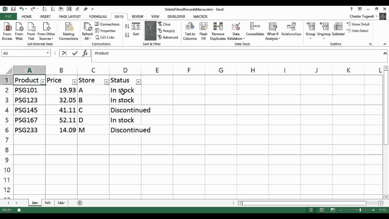 Delete Filtered Records In Excel with a Recorded Macro