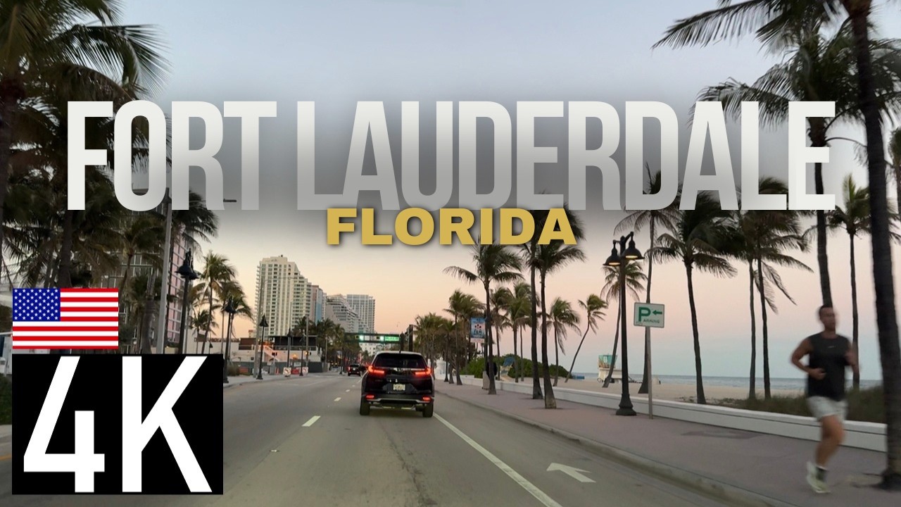 Road Tour &ndash; Evening Drive in Fort Lauderdale, Florida -  Downtown Fort Lauderdale and Beach Blvd