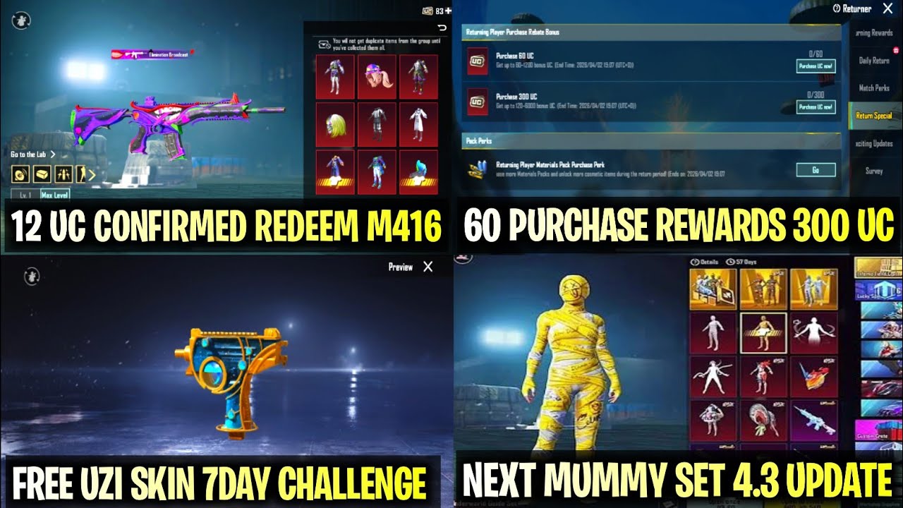 🔥Next Mummy Set 4.3 Update | 60-UC Purchase & 300 UC Rewards | 12 UC Confirmed Redeem The Fool M416