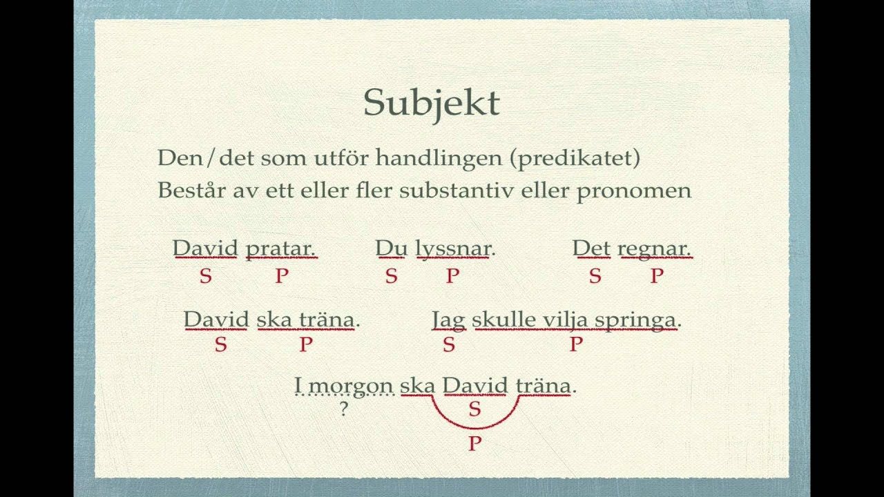 Grundläggande grammatik: Subjekt och predikat