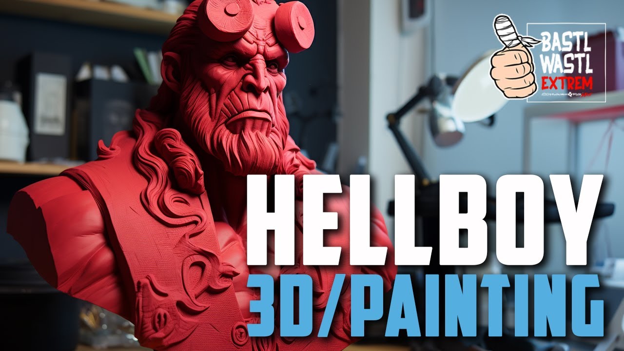 🔥 Feurige Kunst: Hellboy-Büste in Flammen! 🔥 | Heißer 3D-Druck meets Inferno-Malerei 🖌️