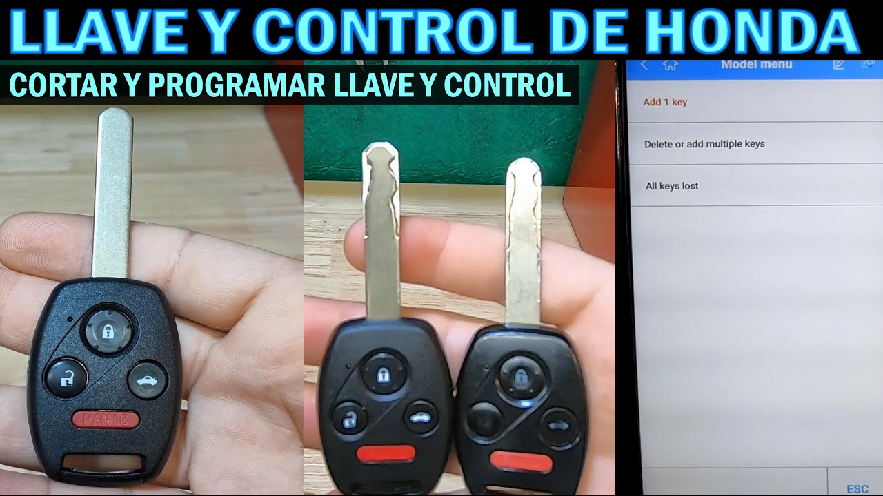 Como programar llave con control de Honda (como hice para cortarla)