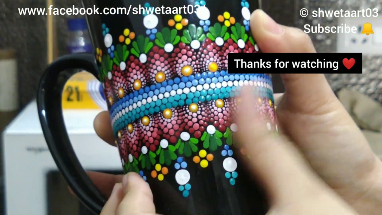 Dot art on mug #90-full video tutorial by shwetaart03